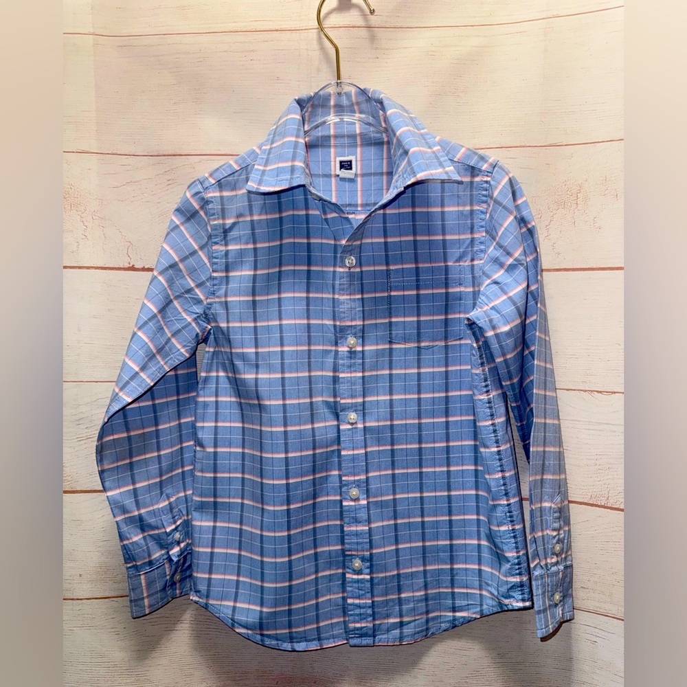 Janie & Jack Blue Plaid Shirt Size 6